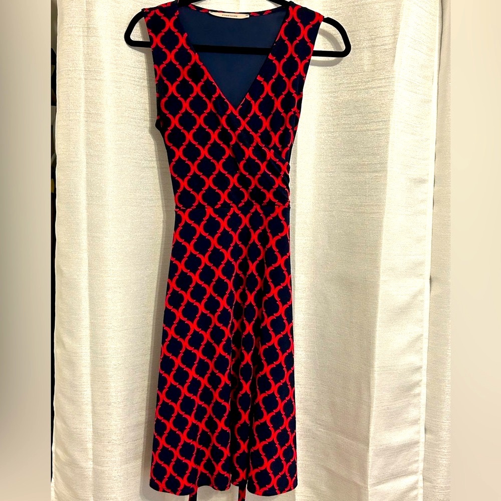 41 Hawthorn Kassidy Faux Wrap Red and Navy Dress